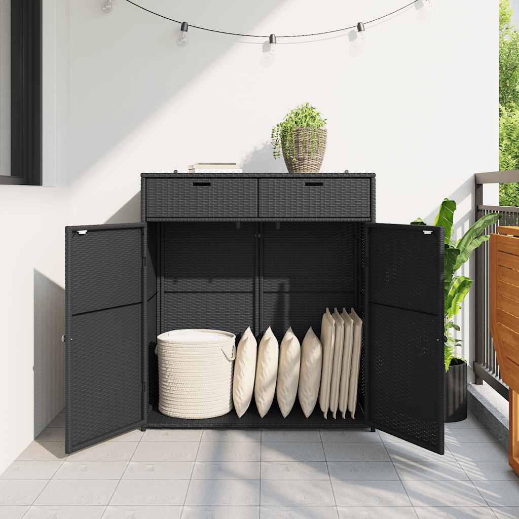 Gartenschrank Schwarz 55x55x111 cm Poly Rattan