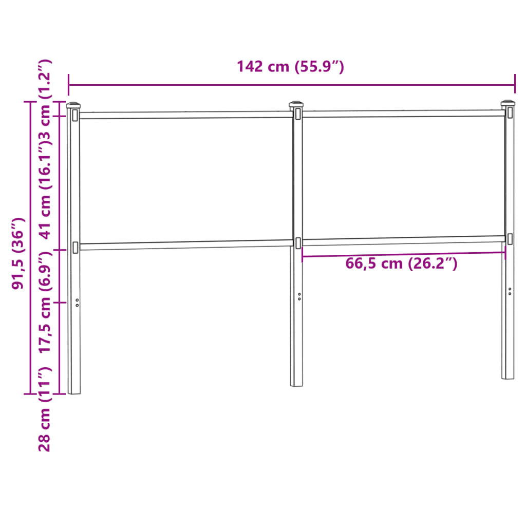 Ersatz-Kopfteil Räuchereiche 75 cm Holzwerkstoff und Stahl