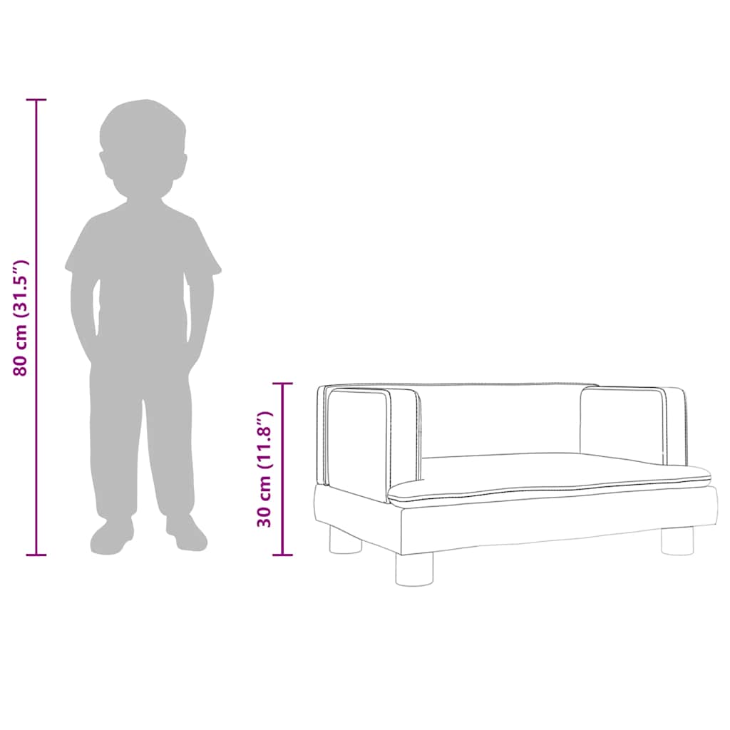 Kindersofa Schwarz 60x40x30 cm Kunstleder