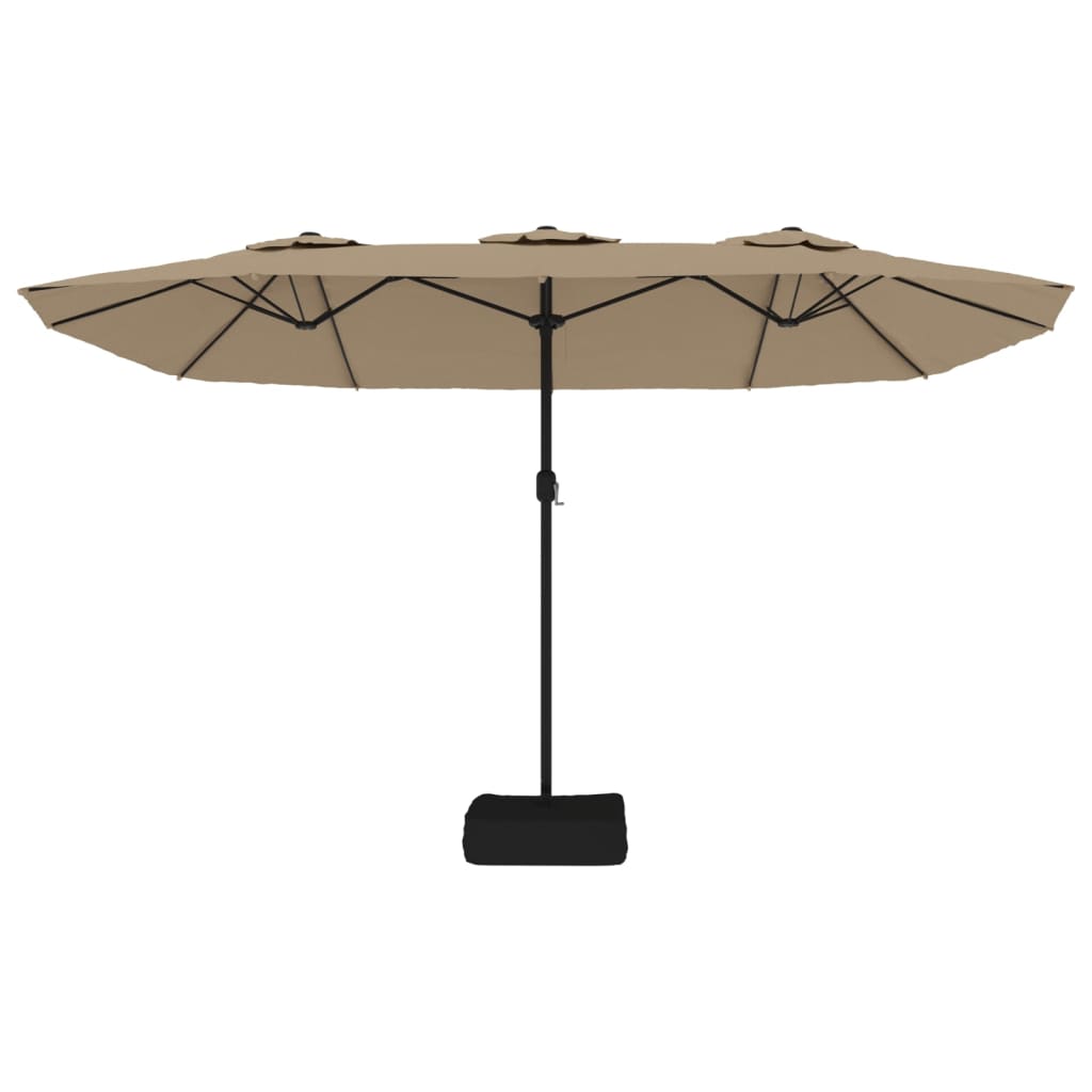 Doppel-Sonnenschirm mit LED-Leuchten Sandweiß 449x265 cm