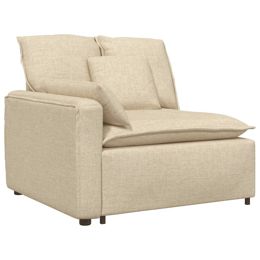 Modulares Sofa Endmodul mit Armlehne Kissen Hellgrau 100 cm
