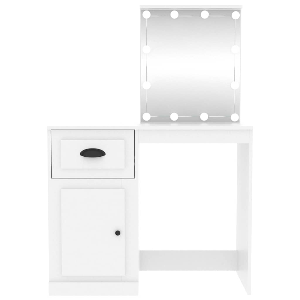 Schminktisch mit Spiegel Weiß 90x50x132,5 cm Holzwerkstoff
