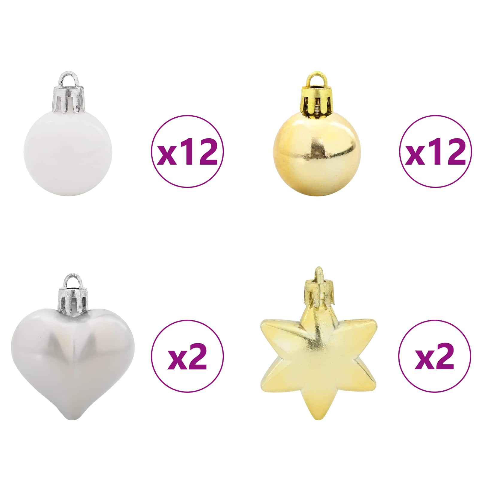 Weihnachtskugel-Set 40 pcs Gold und Rot Kunststoff