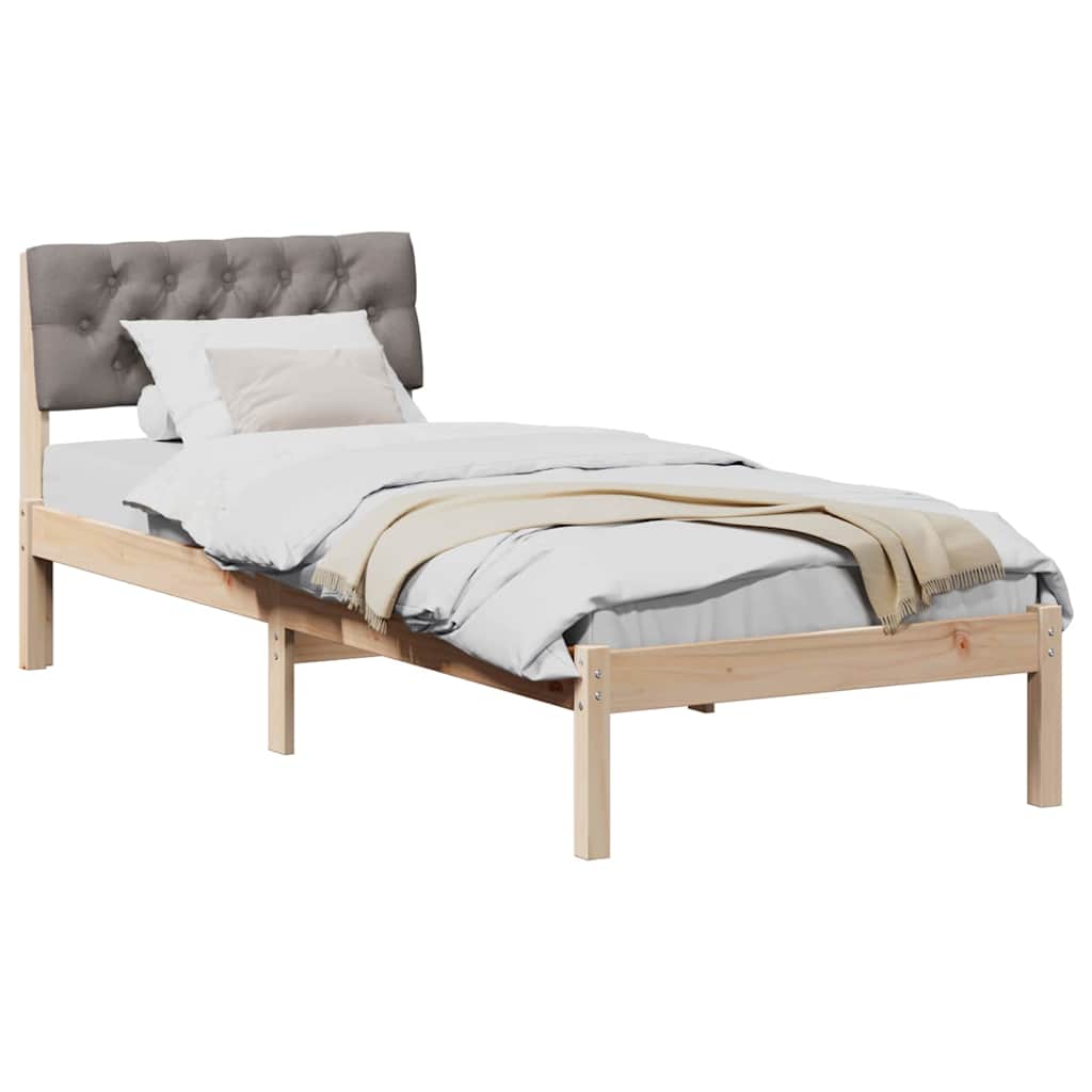 Bettgestell Braun und hellgrau 200 x 200 cm Massivholz Kiefer