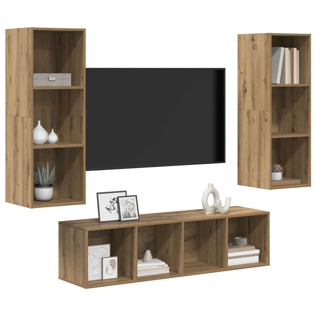 3-tlg. TV-Schrank-Set Weiß Holzwerkstoff