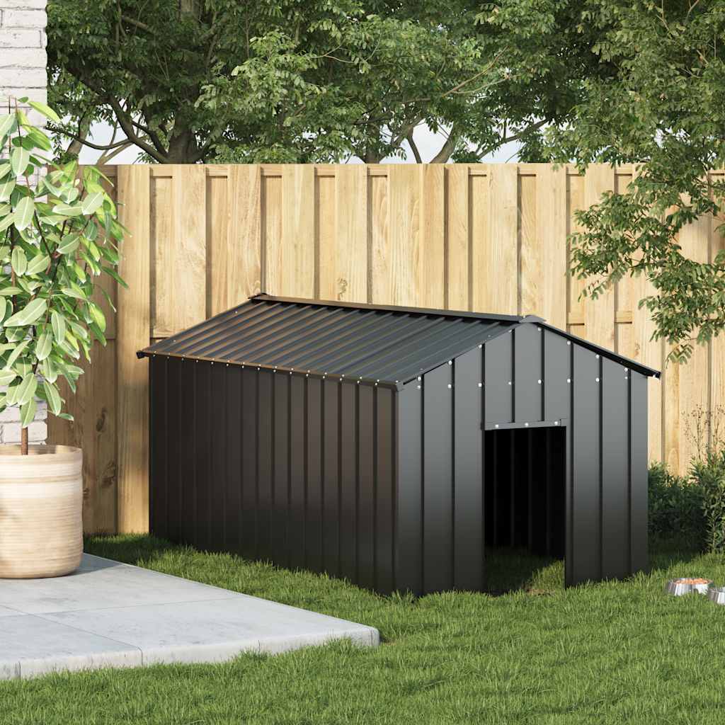 Hundehütte mit Dach 131x101x102 cm Verzinkter Stahl