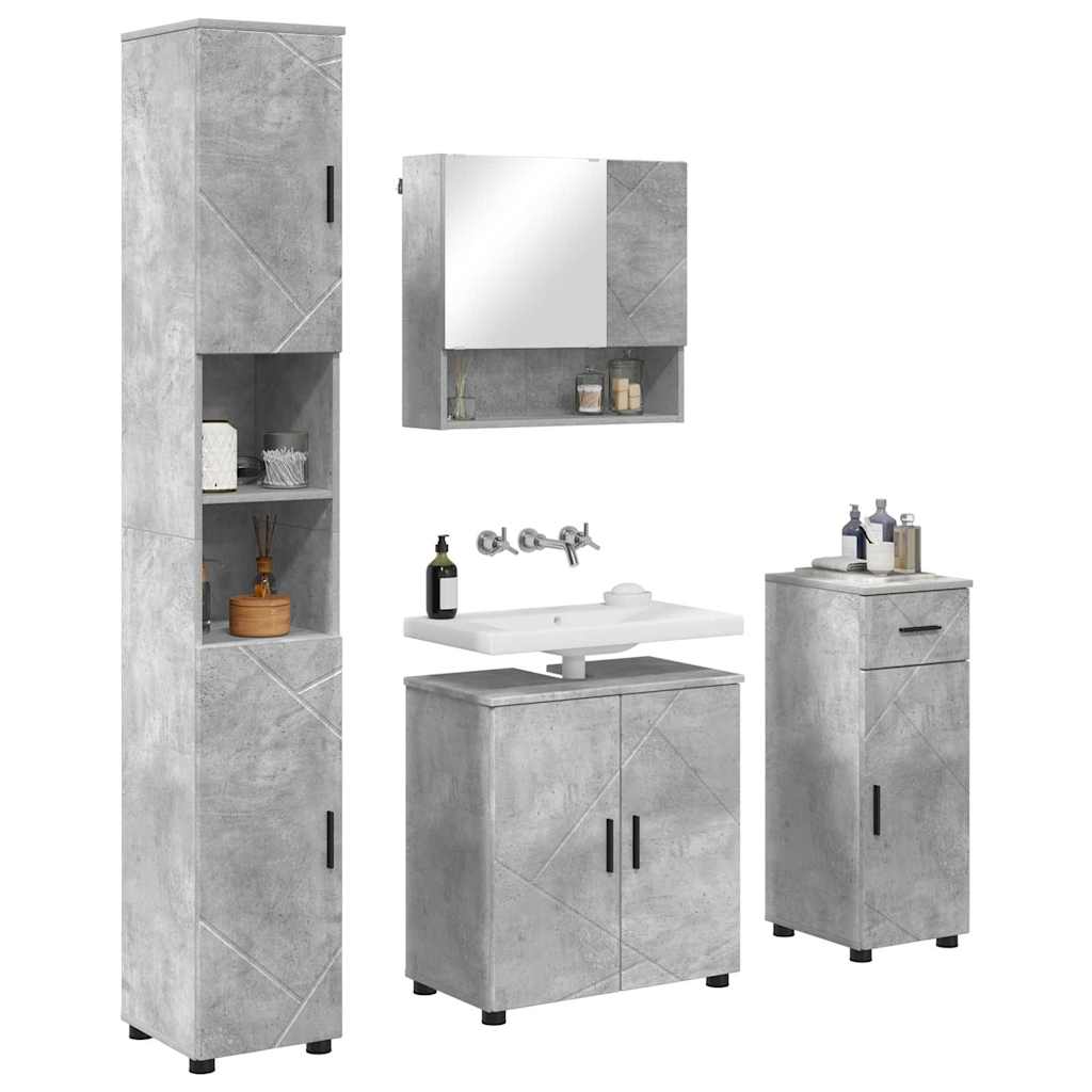 Badezimmermöbel-Set mit Tür 4 pcs Weiß Holzwerkstoff & Metall