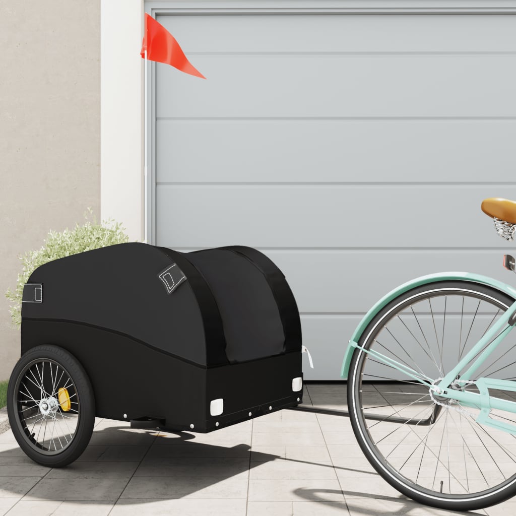 Fahrradanhänger Schwarz und Orange 30 kg Eisen
