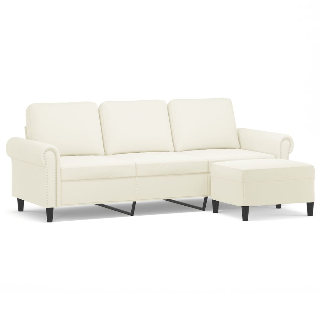 3-Sitzer-Sofa mit Hocker Hellgrau 180 cm Samt