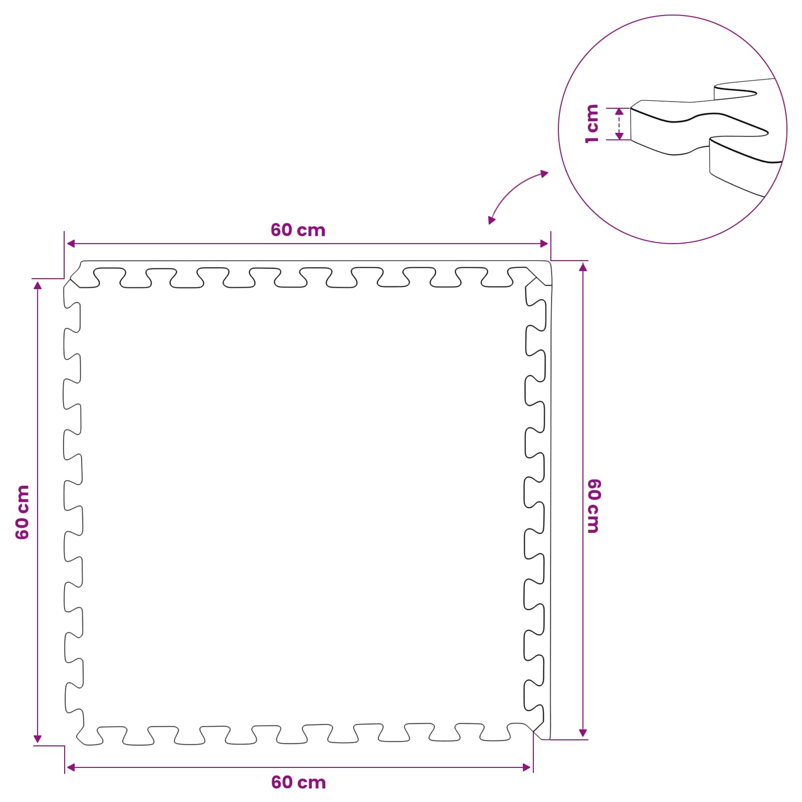 Pool Bodenteppich 6 pcs Schwarz 2,16 ㎡ EVA-Schaum