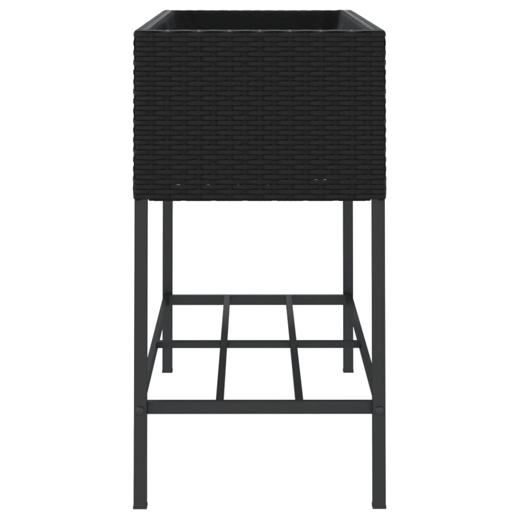 Hochbeete mit Ablage 2 Stk. Schwarz 70x28x70 cm Poly Rattan