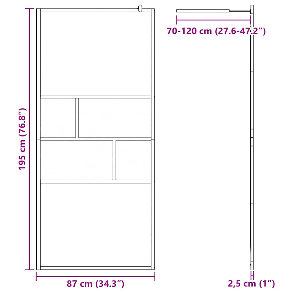Duschwand für Begehbare Dusche mit Klarem ESG-Glas 80x195 cm