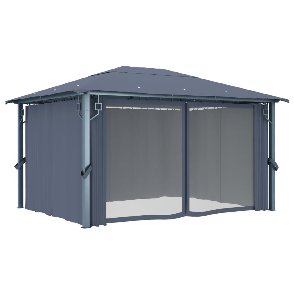 Pavillon mit Vorhang 300x300 cm Taupe Aluminium