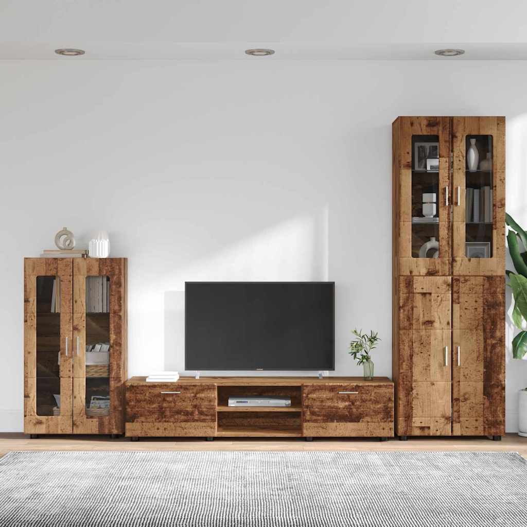 Highboard mit Regal FLORIN Weiß 60 x 35 x 182 cm Holzwerkstoff
