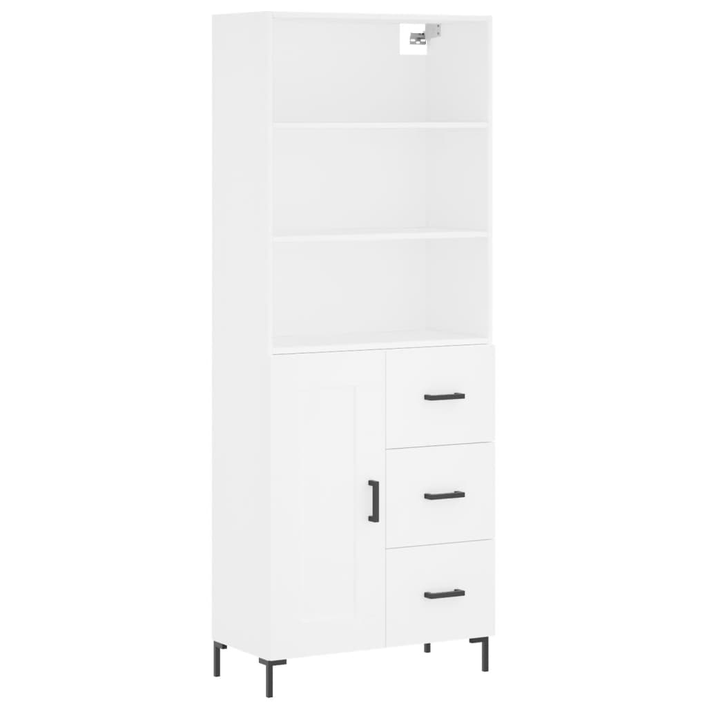 Highboard Hochglanz-Weiß 69,5x34x180 cm Holzwerkstoff