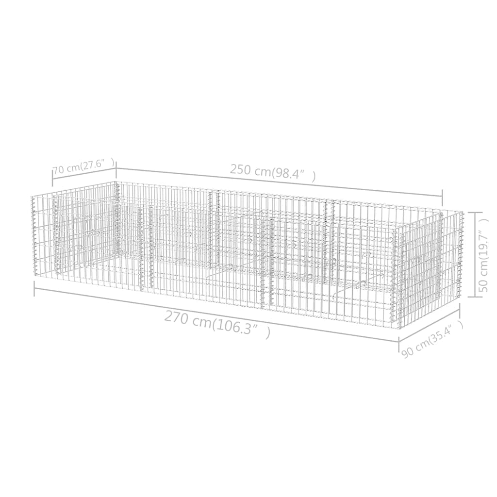 Gabionen-Hochbeet Stahl 360×90×100 cm