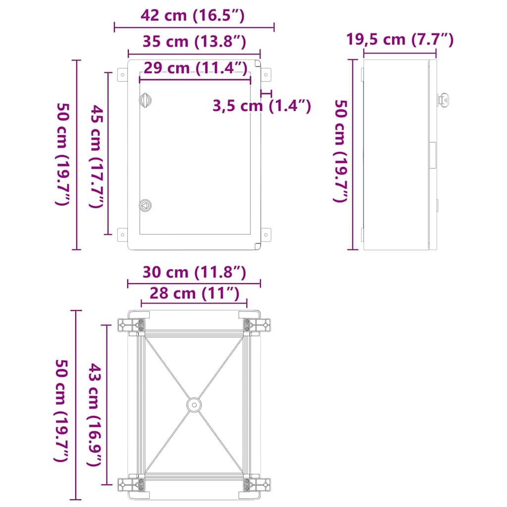 Steuerungsschrank Grau 25 x 13 x 24 cm ABS Kunststoff