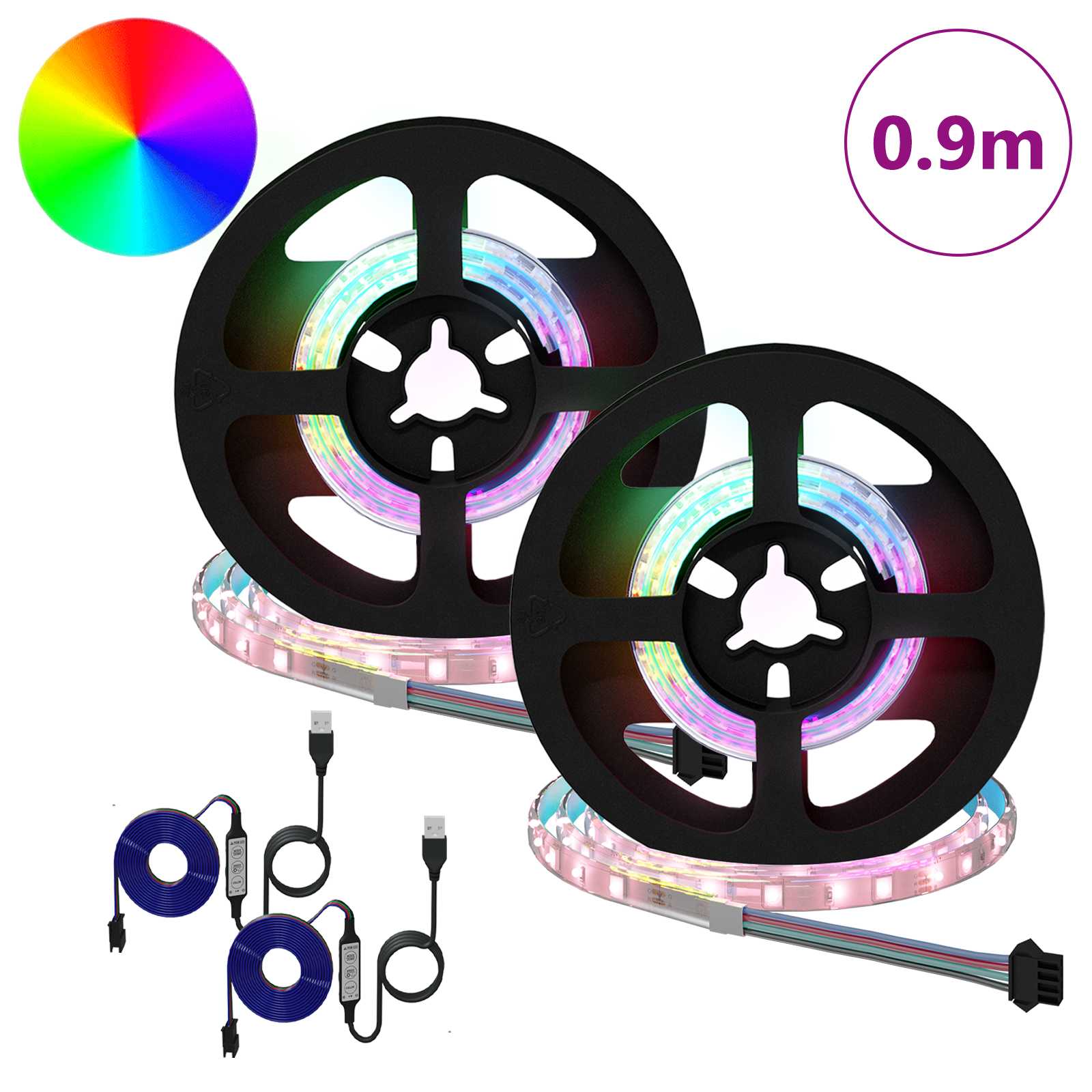 LED Streifen 2 pcs Schwarz und Transparent 3000 mm