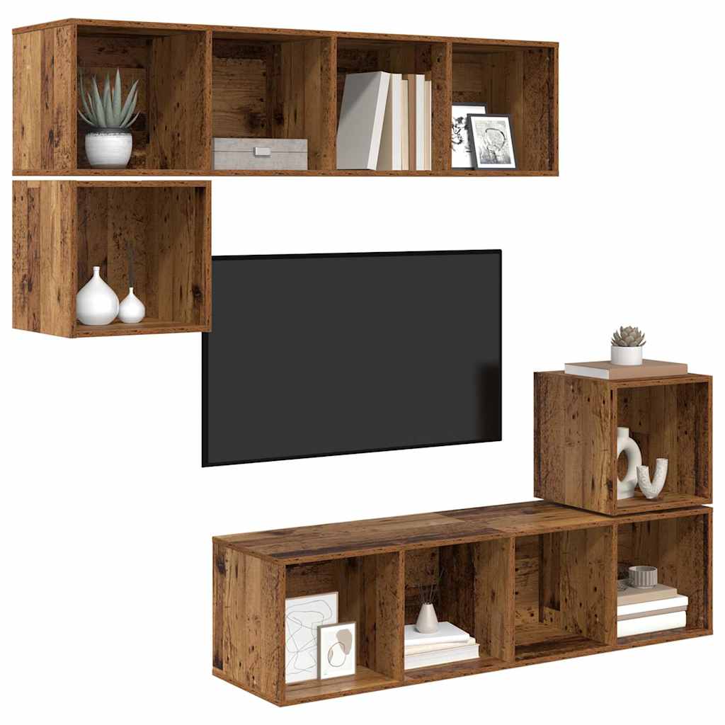 4-tlg. TV-Schrank-Set Weiß Holzwerkstoff