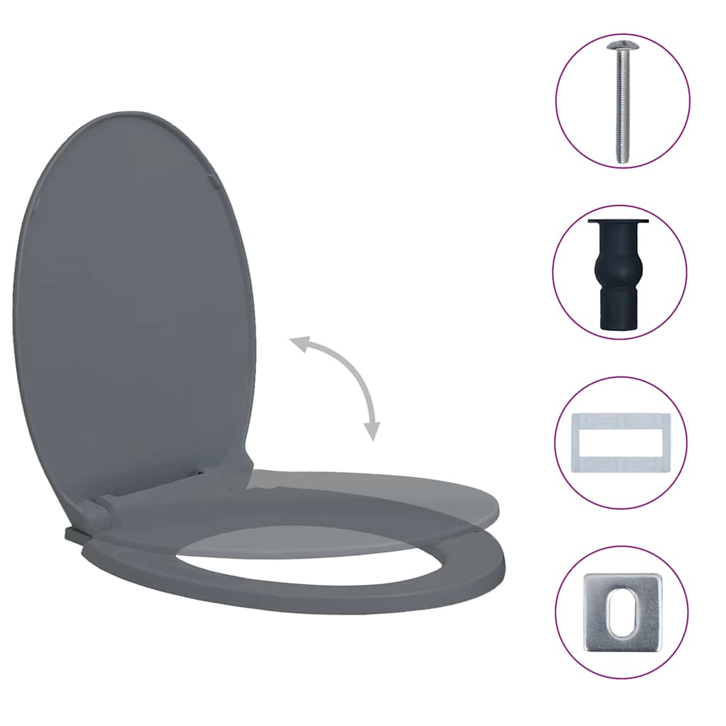 Toilettensitz mit Absenkautomatik Hellgrau Oval