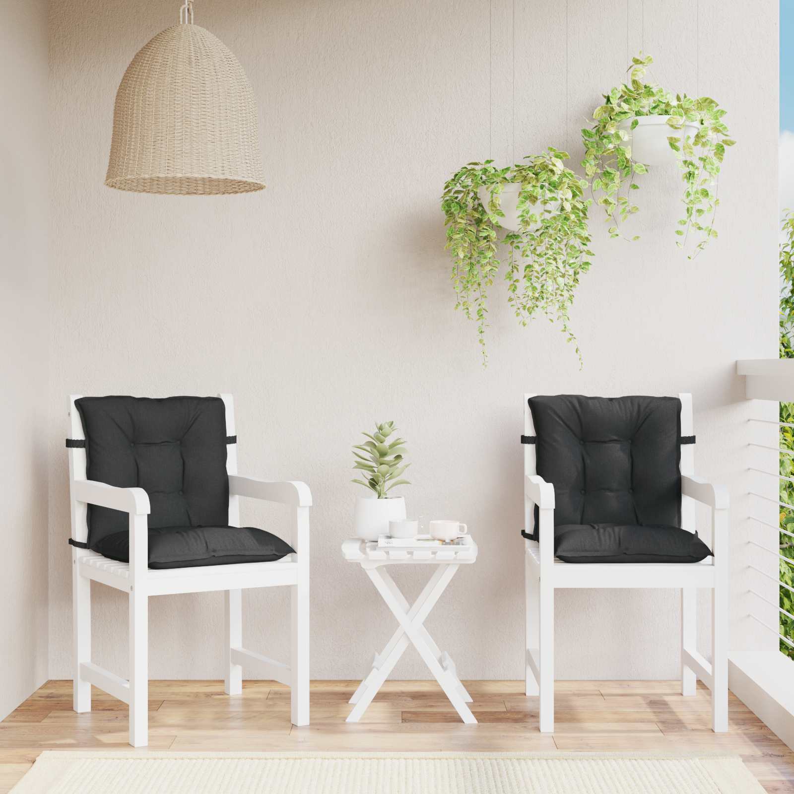Niedriglehner-Auflagen 2 Stk Melange Anthrazit 100x50x7cm Stoff