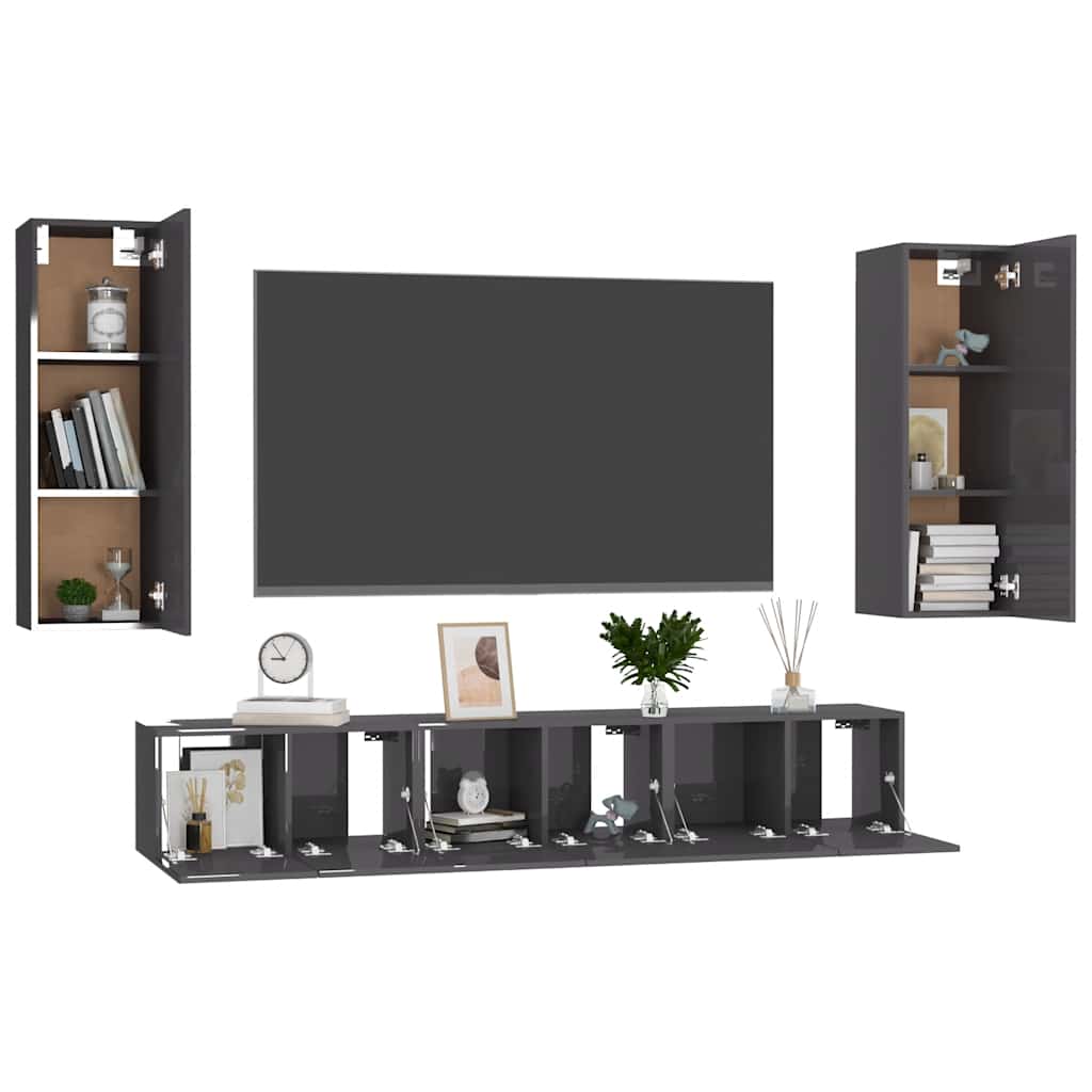 4-tlg. TV-Schrank-Set Weiß Holzwerkstoff