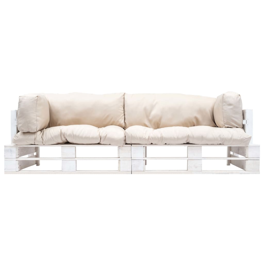 2-tlg. Outdoor-Sofa-Set Paletten mit Kissen in Grau Kiefernholz