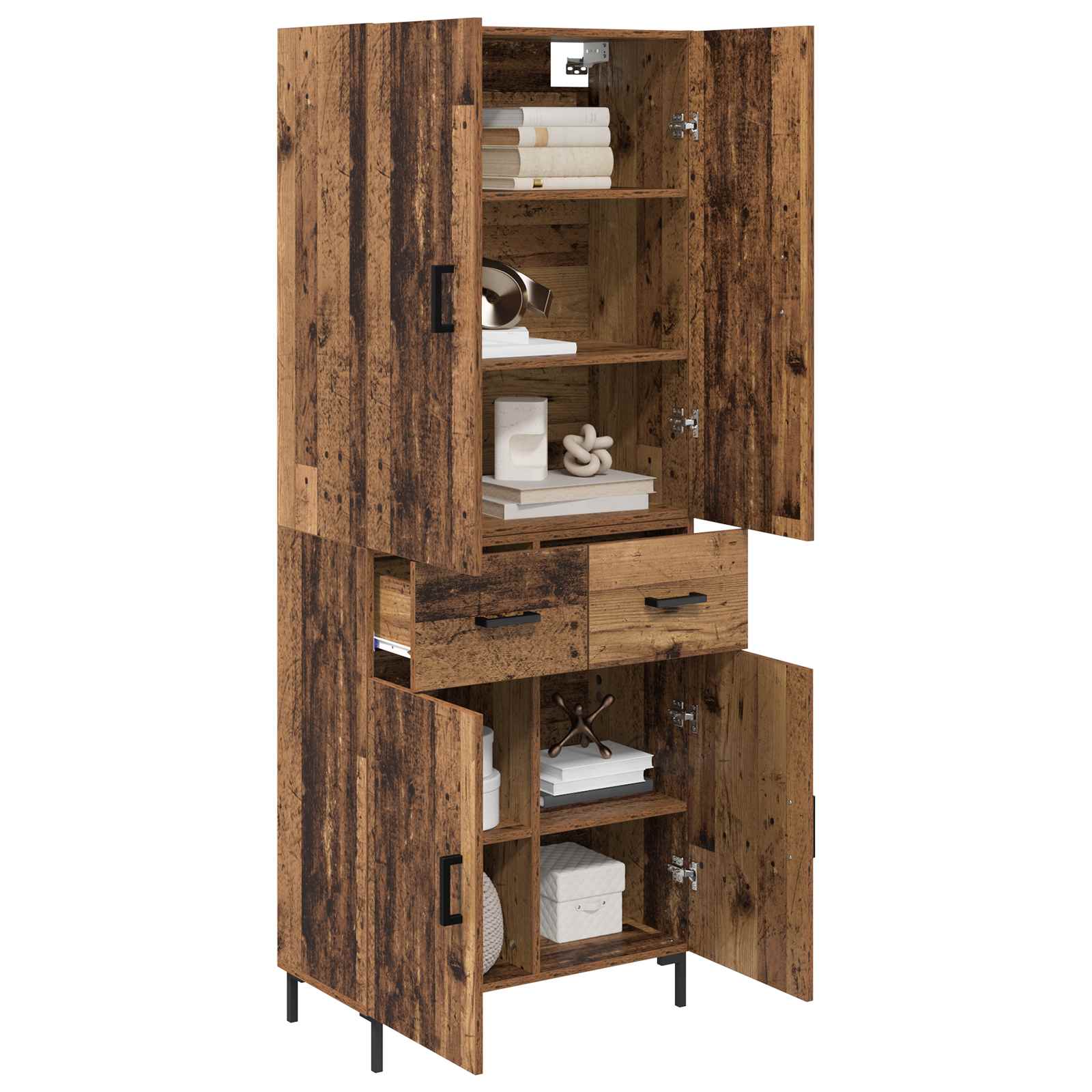 Highboard Betongrau 69,5x34x180 cm Holzwerkstoff