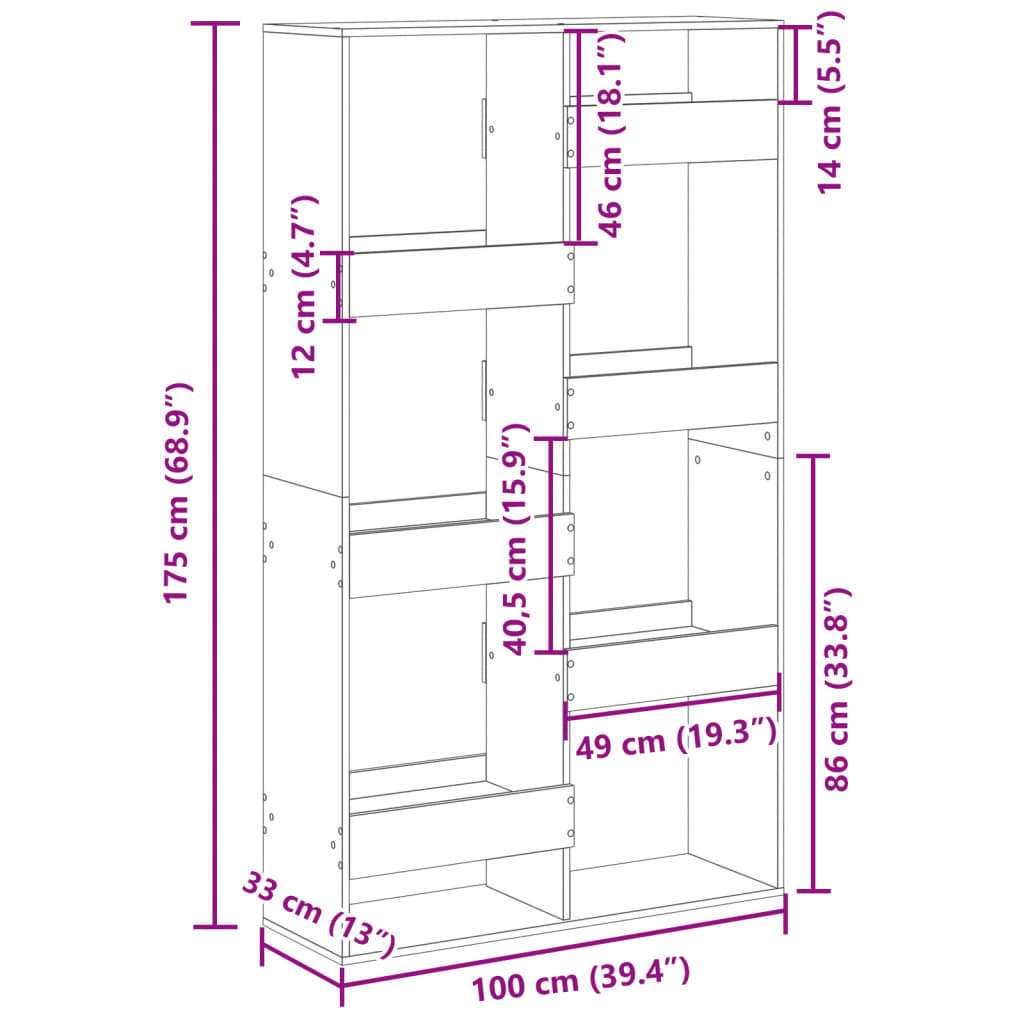 Bücherregal Weiß 100x33x135 cm Holzwerkstoff