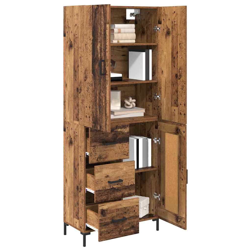 Highboard Betongrau 69,5x34x180 cm Holzwerkstoff