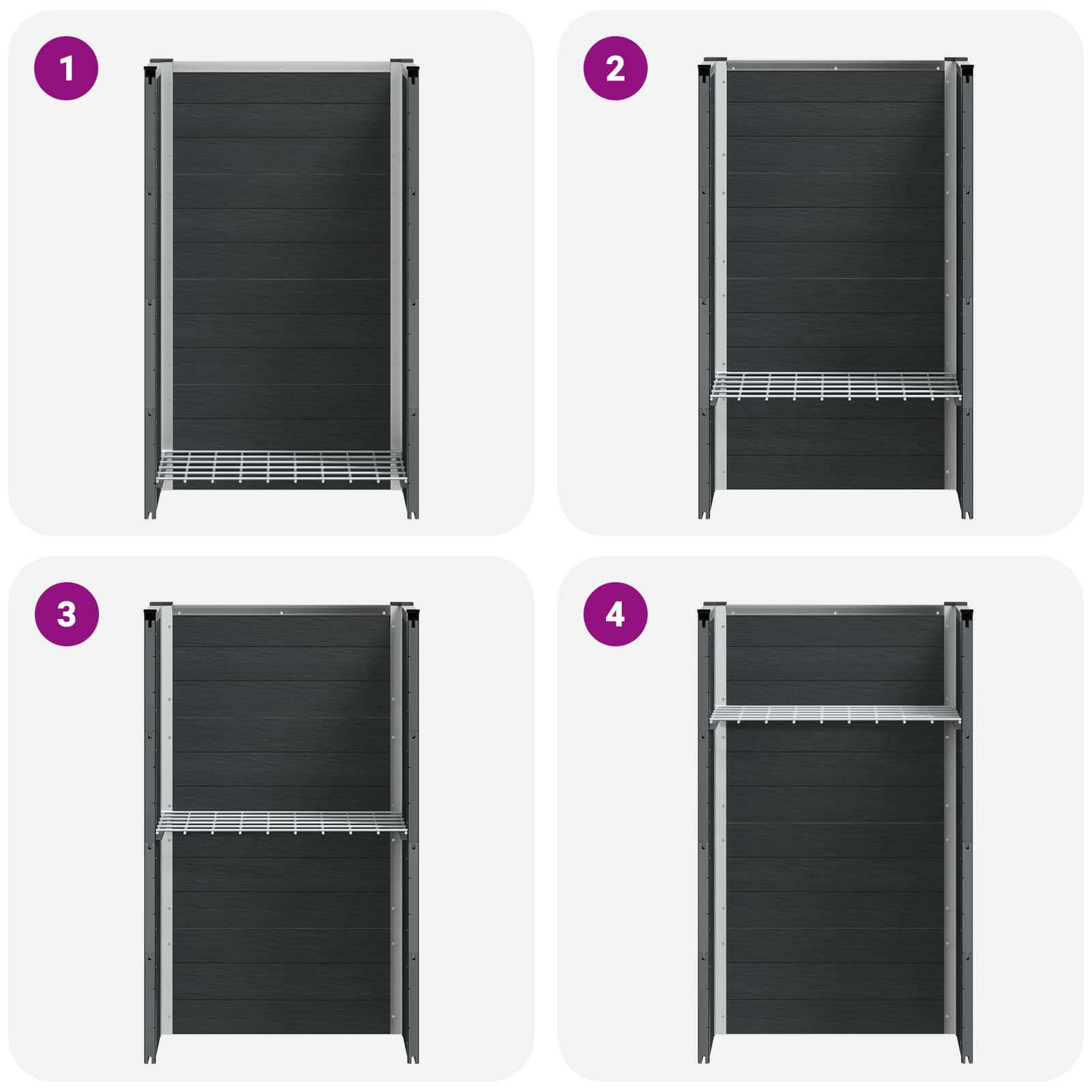 Hochbeet Grau 50 x 30 x 22 cm WPC und Aluminium