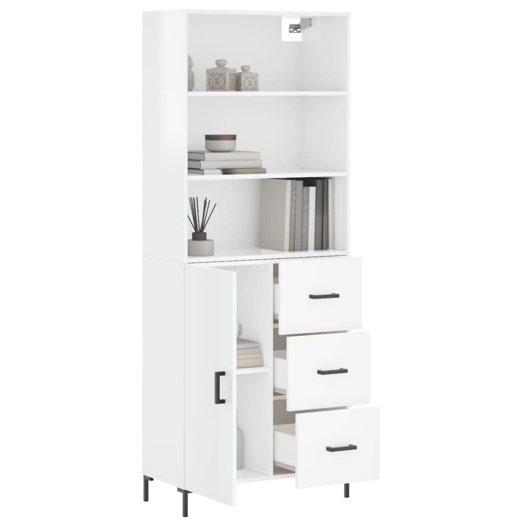 Highboard Hochglanz-Weiß 69,5x34x180 cm Holzwerkstoff