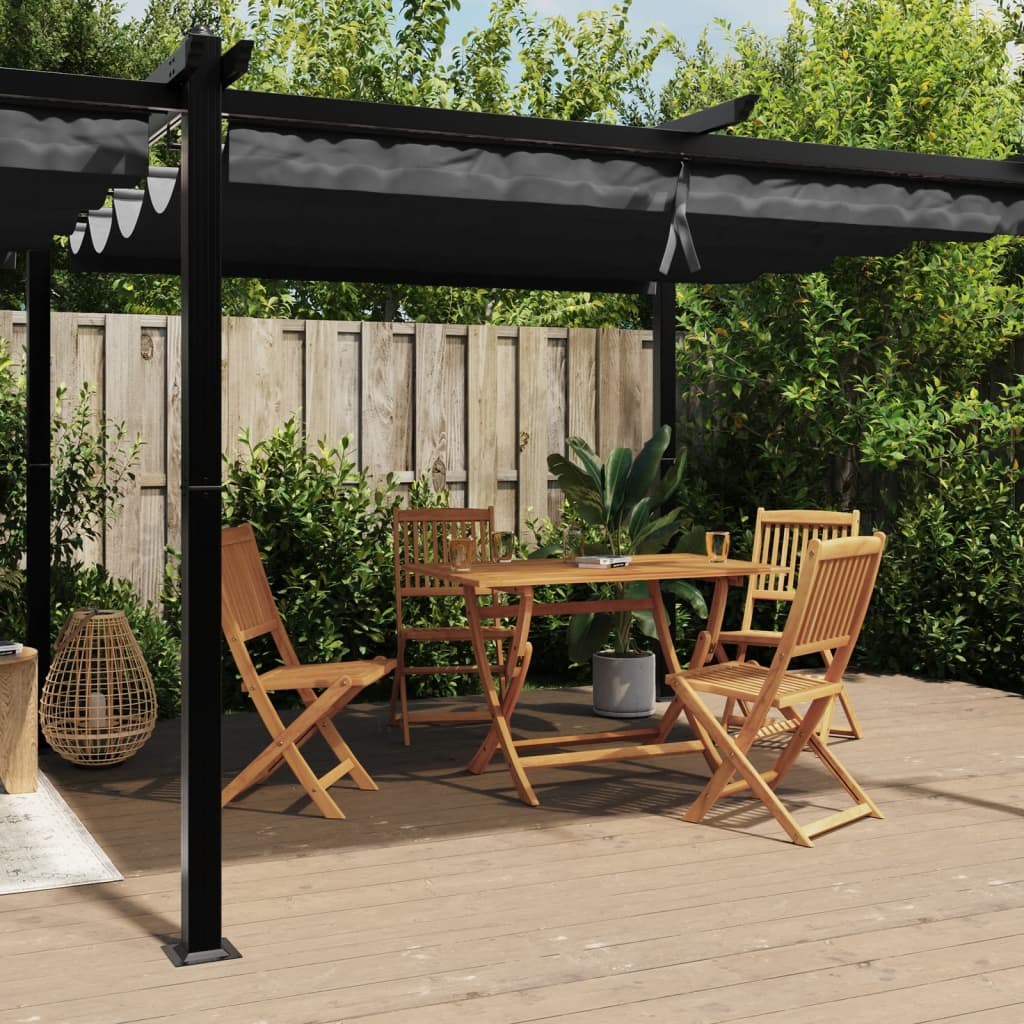 Gartenpavillon mit Ausziehbarem Dach Creme 3x6 m Aluminium