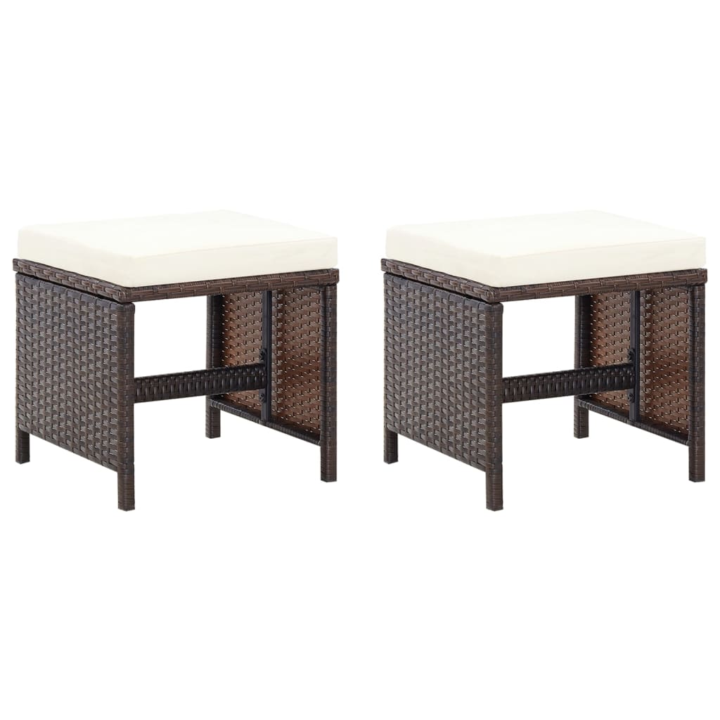 4-tlg. Gartenstuhl und Hocker Set Poly Rattan Schwarz