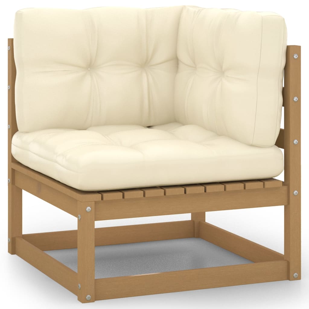 10-tlg. Garten-Lounge-Set mit Kissen Massivholz Kiefer
