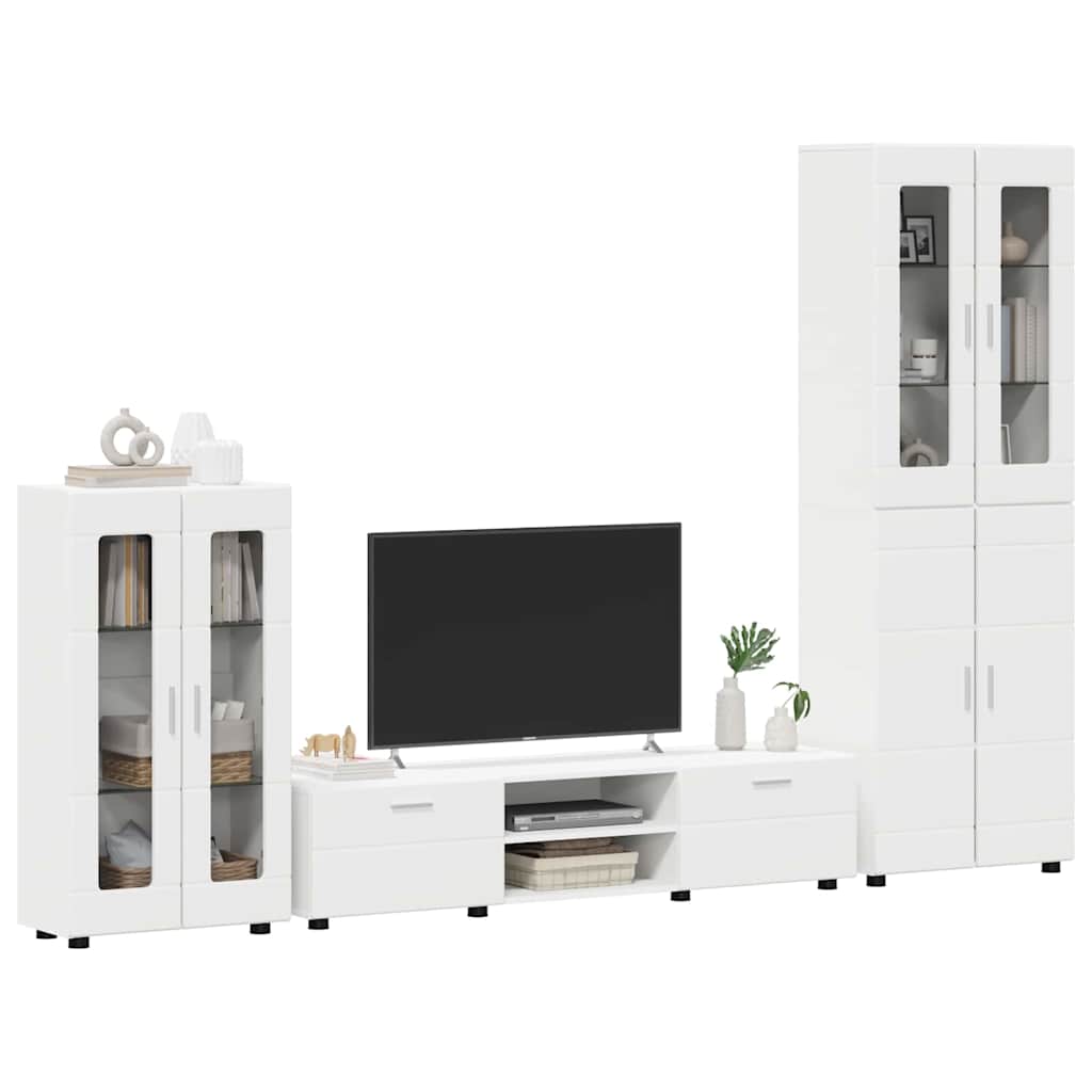 Highboard mit Regal FLORIN Weiß 60 x 35 x 182 cm Holzwerkstoff
