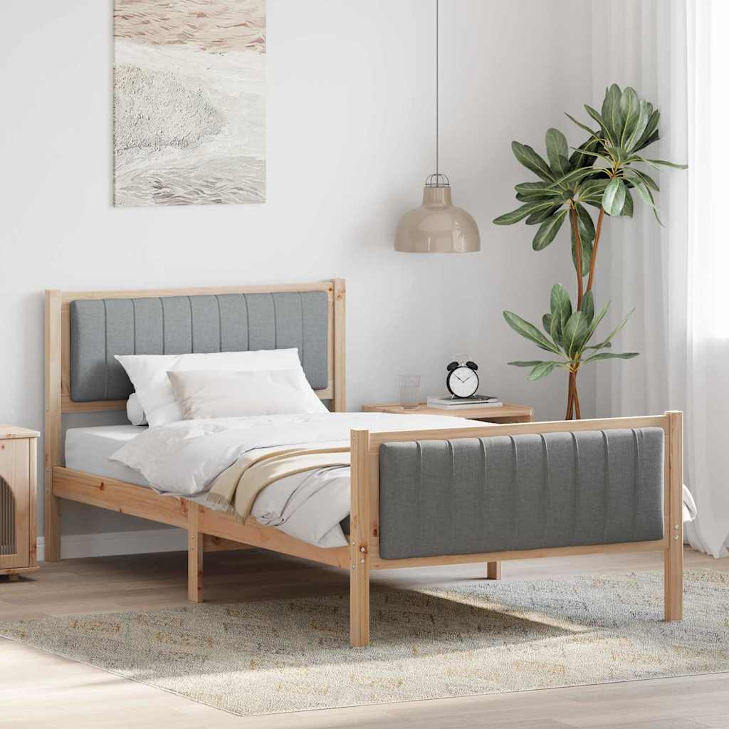 Bettgestell Braun und hellgrau 200 x 200 cm Massivholz Kiefer