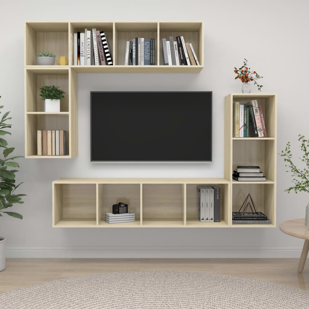 4-tlg. TV-Schrank-Set Weiß Holzwerkstoff