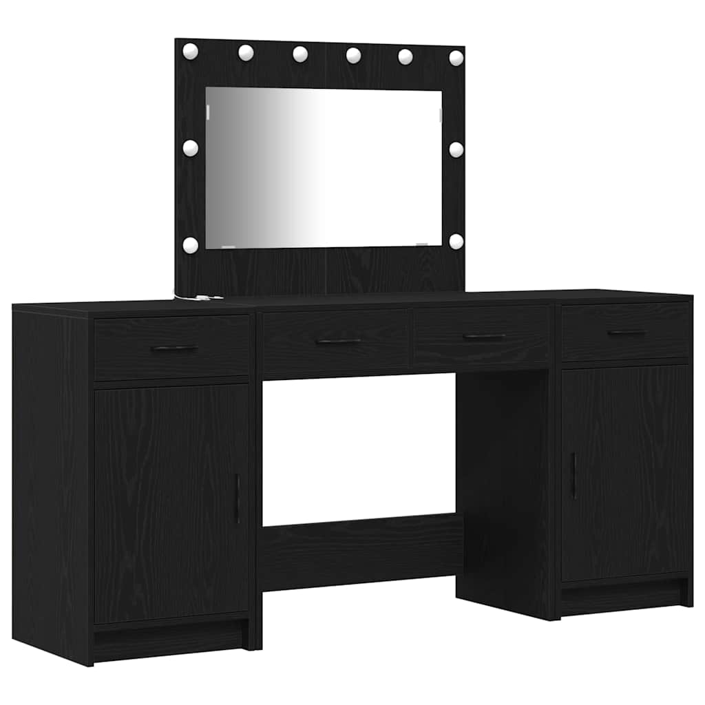 Schminktisch mit Spiegelbeleuchtung 3 pcs Weiß Holzwerkstoff