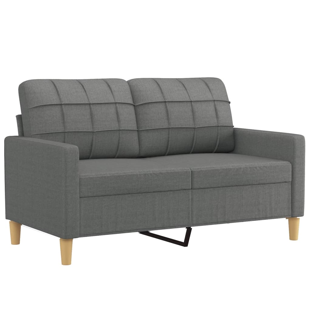 3-tlg. Sofagarnitur mit Kissen Braun Stoff
