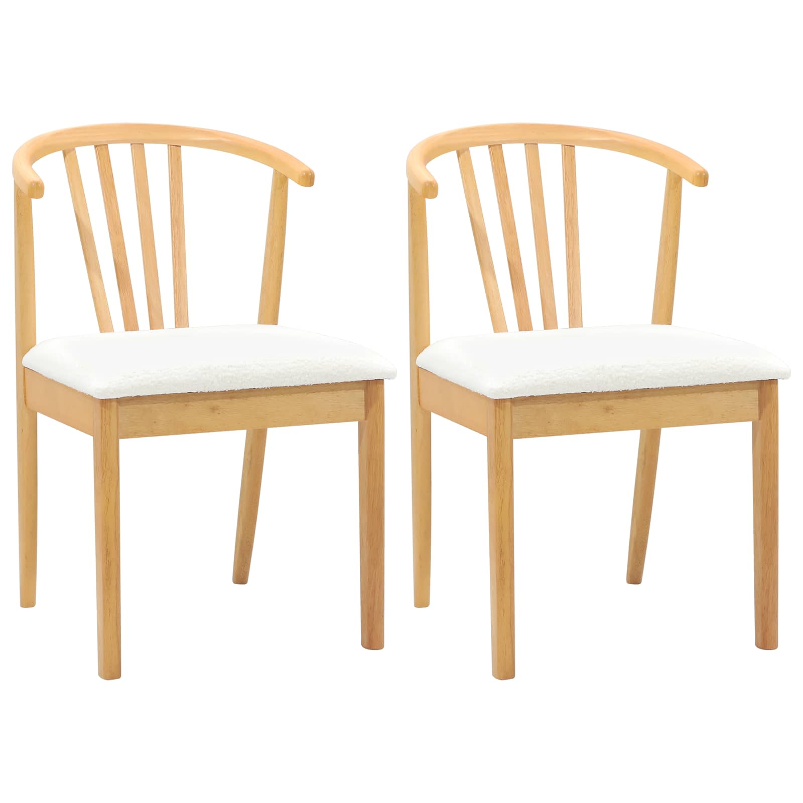 Esszimmerstuhl 2 pcs Hellbraun und hell Solides Gummiholz