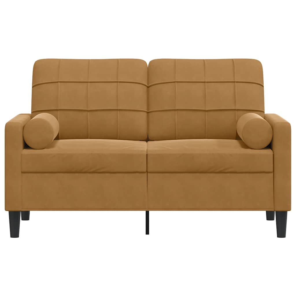 2-Sitzer-Sofa mit Zierkissen Hellgrau 120 cm Samt