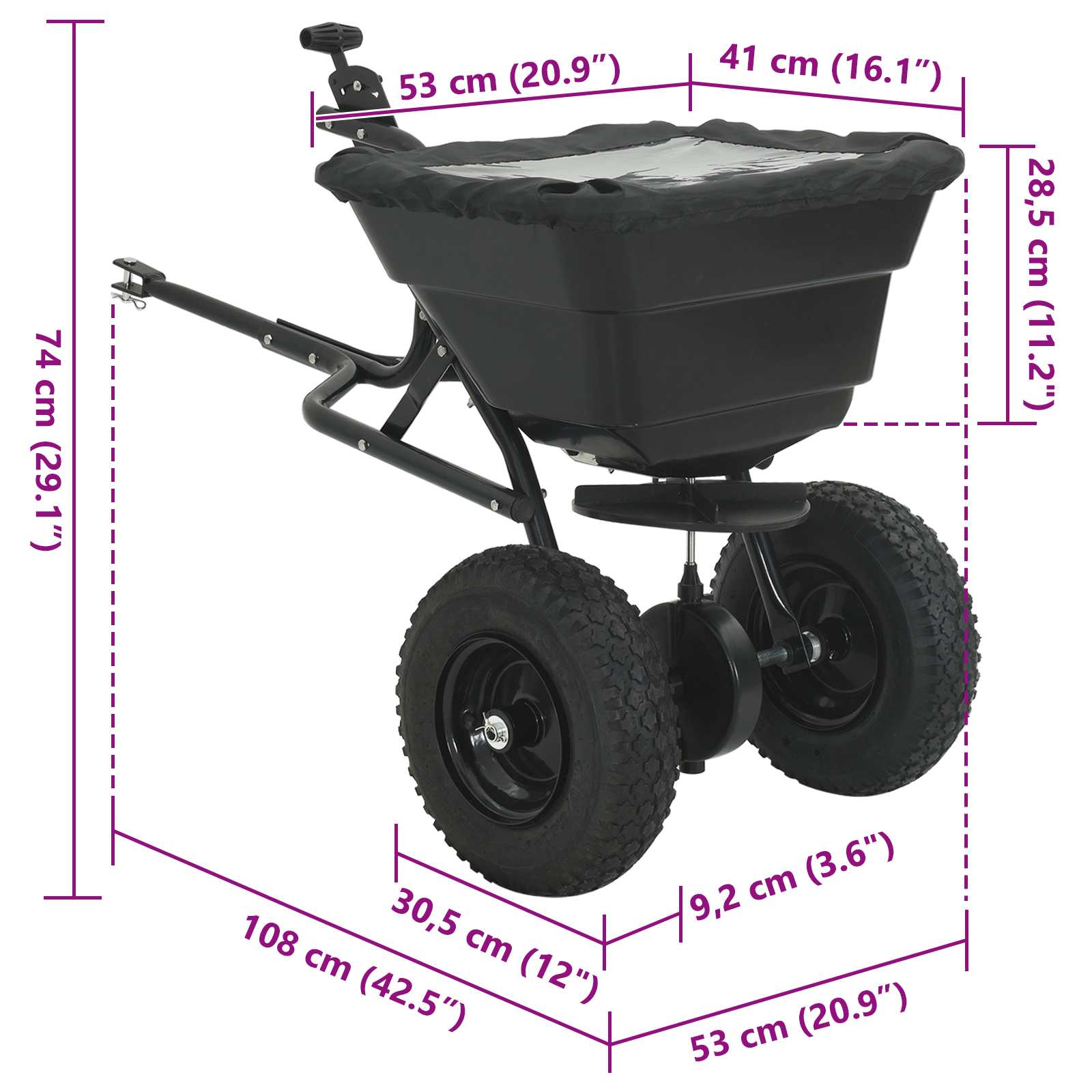 Streuer Schwarz 82 x 46 x 75 cm PVC und Stahl