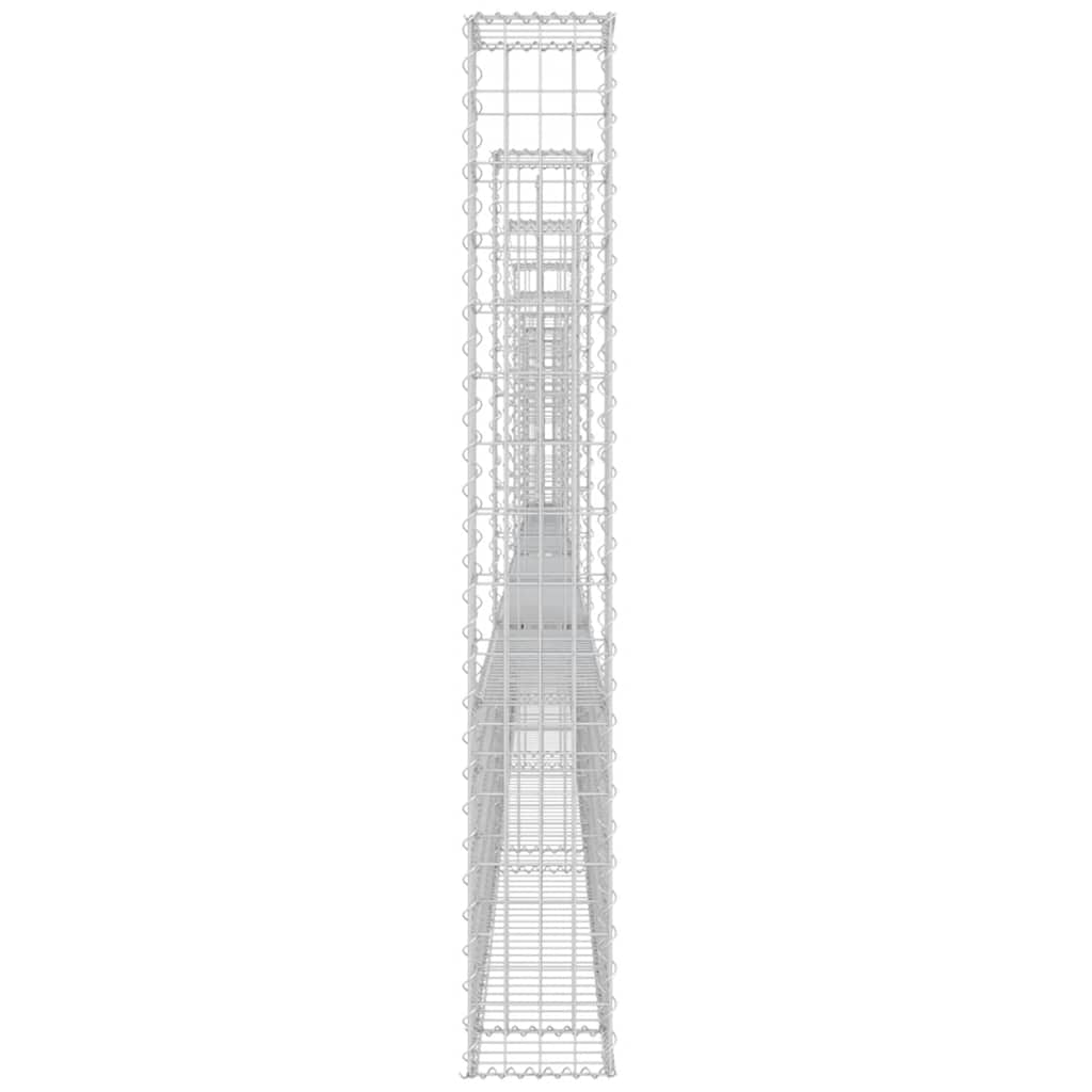 Gabionenkorb U-Form mit 2 Säulen Eisen 140x20x150 cm