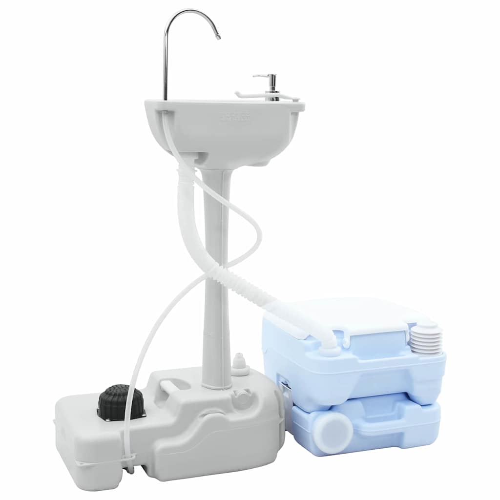 Camping Toiletten-Set 2 pcs Grau und Weiß