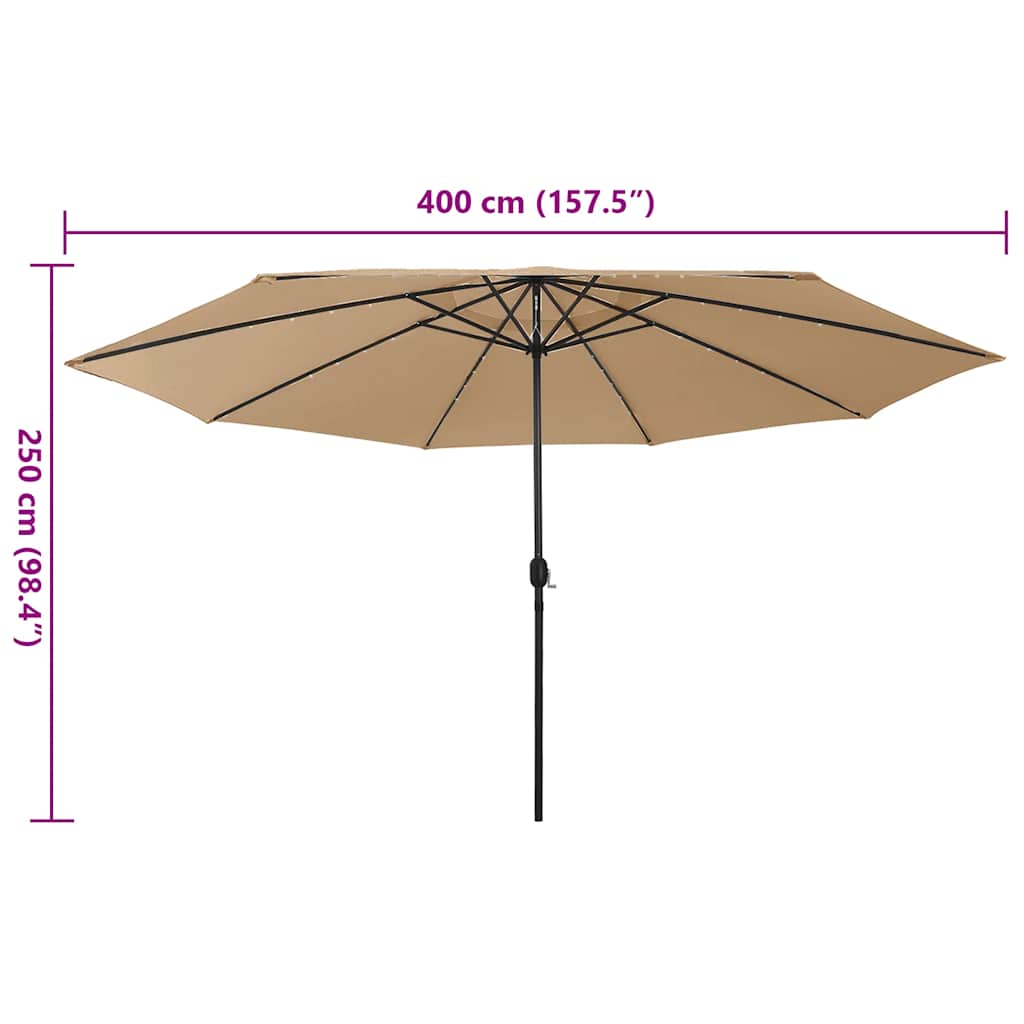 Sonnenschirm mit LED-Beleuchtung 400 cm Sandweiß