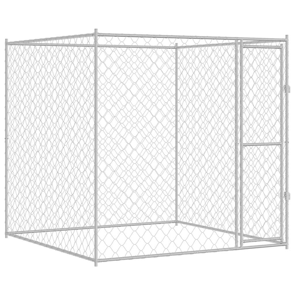 Hundezwinger mit Tür Grau 2x2x1,5 m Verzinkter Stahl