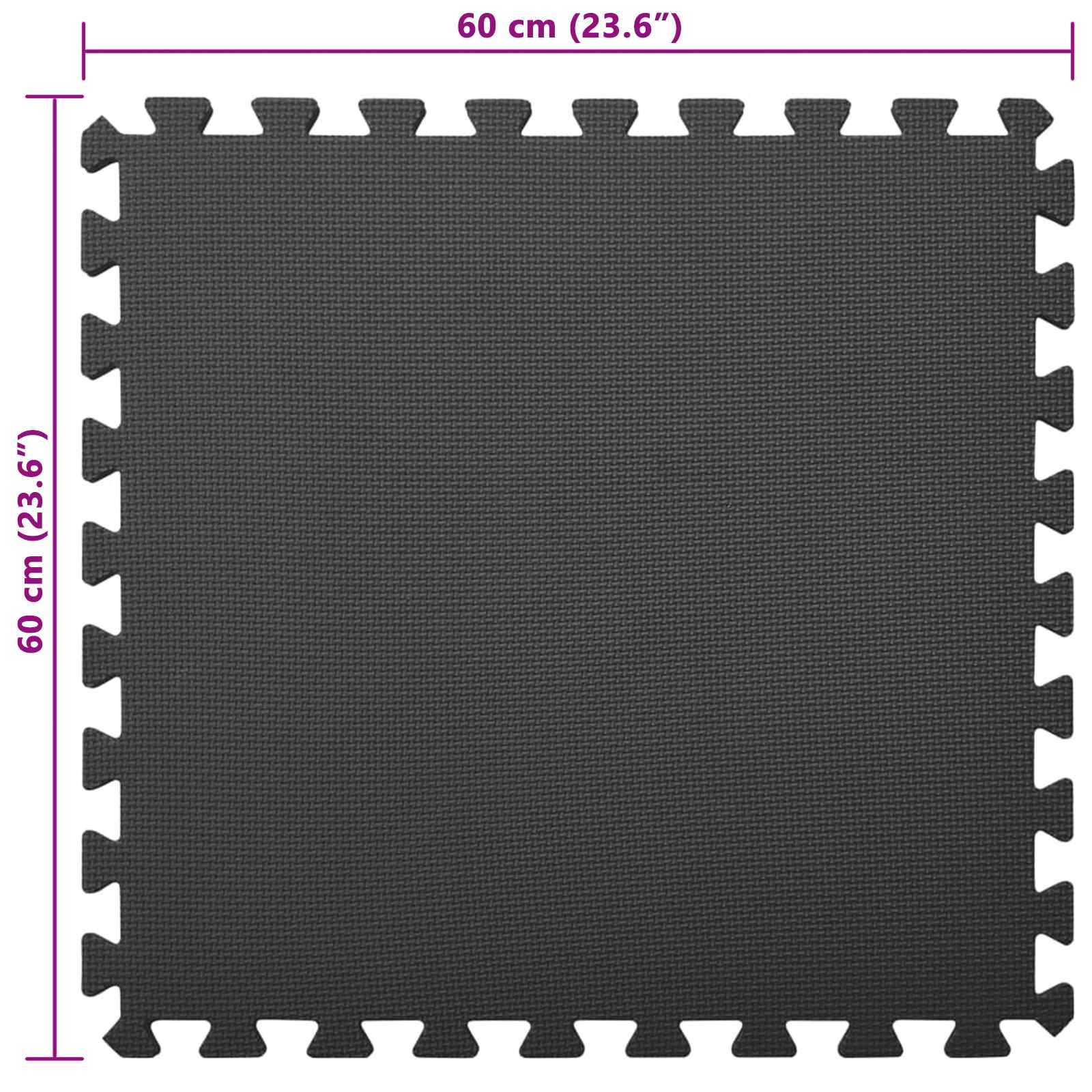 Pool Bodenteppich 6 pcs Schwarz 2,16 ㎡ EVA-Schaum