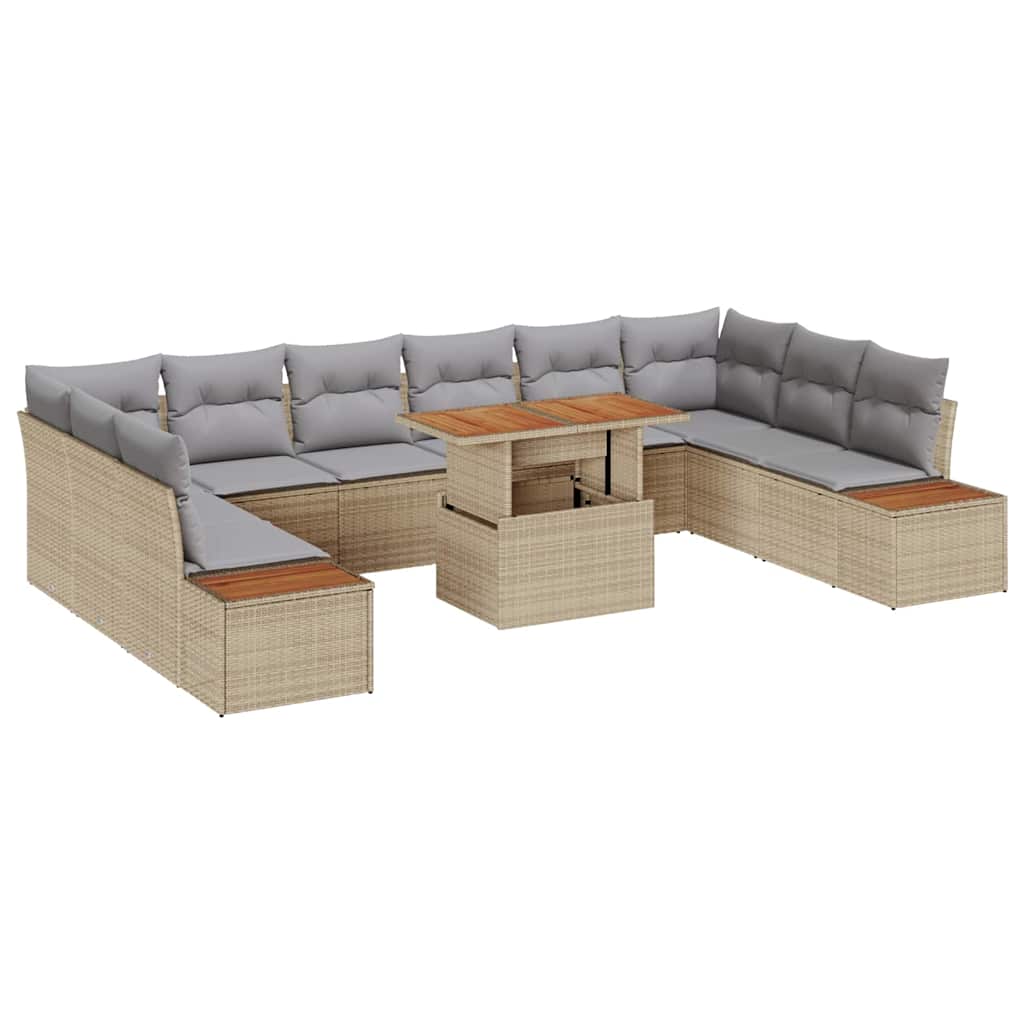 Garten Essgruppe mit Kissen 11 pcs Schwarz und Beige