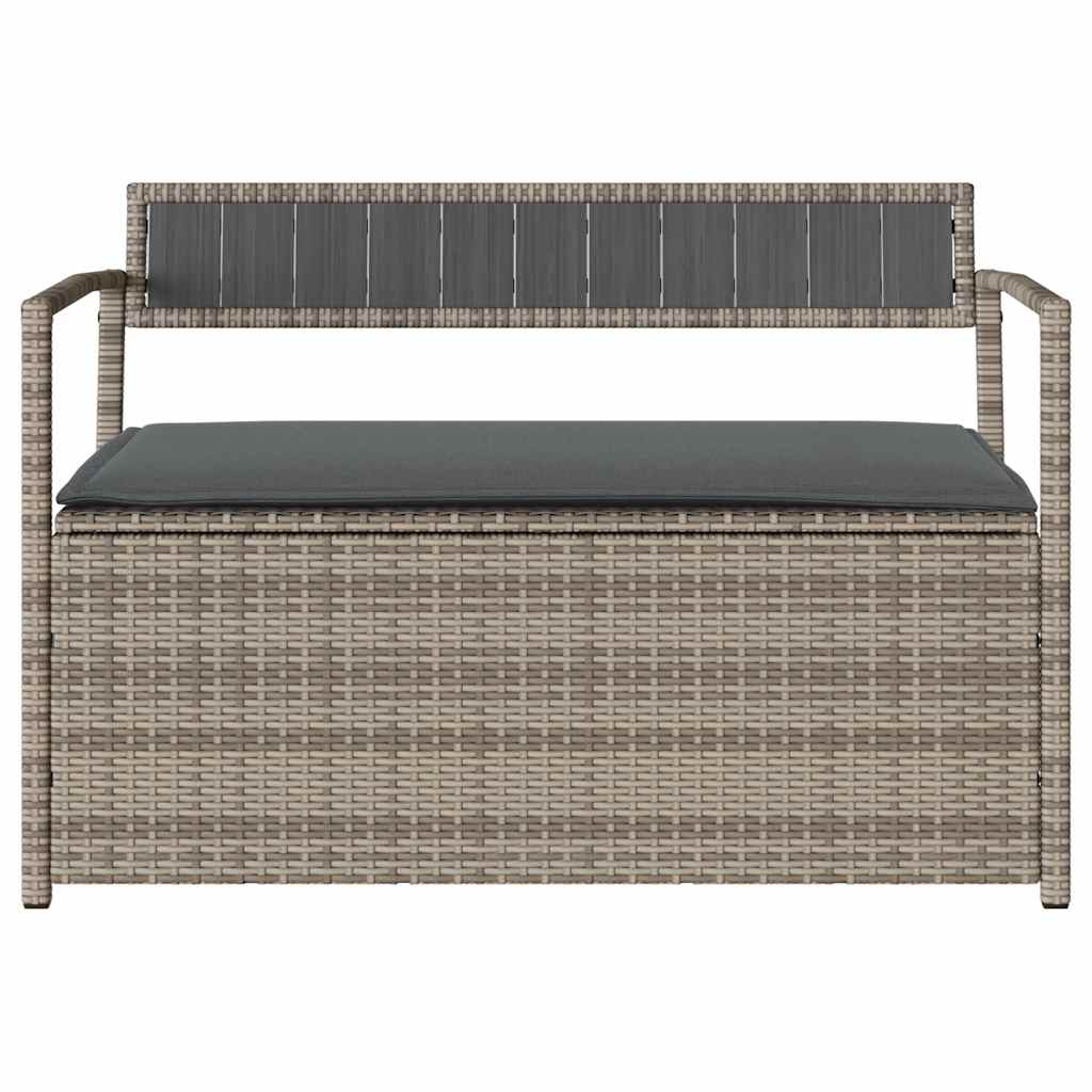 Gartenbank mit Stauraum und Kissen Schwarz Poly Rattan